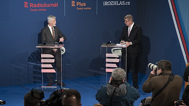Petr Pavel a Andrej Babi na poslední debat ped druhým kolem prezidentských...