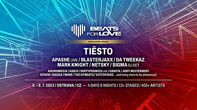 Pořadatelé tanečního festivalu Beats for Love v Ostravě odtajnili první část letošní sestavy.