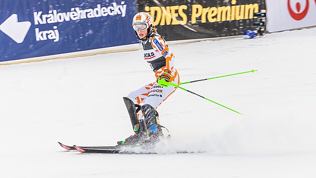 Petra Vlhová a světový pohár v alspkém lyžování ve Špindlerově Mlýně (28.1.2023).