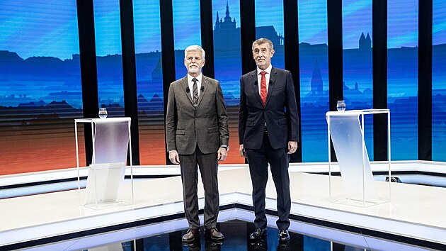 Andrej Babiš a Petr Pavel v debatě televize Prima (25. ledna 2023)