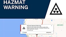 Mapa s varováním o radioaktivním materiálu od australských ú�ad� ve spojení s...