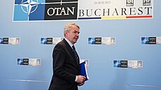 Finský ministr zahranií Pekka Haavisto na setkání NATO v Bukureti (29....