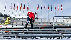 Příprava areálu ve Špindlerově Mlýně na Světový pohár žen v alpském lyžování....
