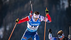 Michal Kr�má� b�hem sprintu v italské Anterselv�.