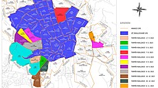Modrou barvou jsou vyznačeny oblasti, kde už je parkování regulované, jinými...
