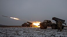 Ukrajintí vojáci na front u Bachmutu na severu Doncké oblasti (15. ledna...