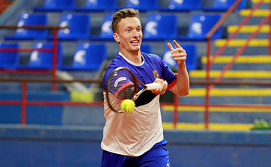 Jiří Lehečka během tréninku na zápasy Davis Cupu v Portugalsku