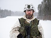 Estonský voják na aliančním cvičení (6. února 2022)