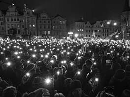 Akce Vichni za pravdu! na podporu kandidáta Petra Pavla na Staromstském...