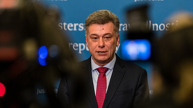 Ministr spravedlnosti Pavel Blaek (ODS) na tiskov konferenci po bilann nvtv premira Petra Fialy. (30. ledna 2023)