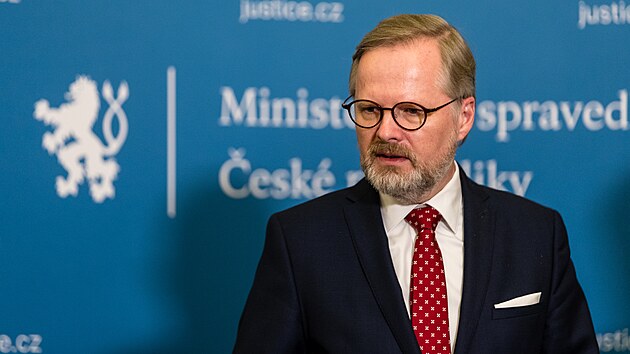 Premir Petr Fiala na tiskov konferenci po bilann nvtv ministerstva spravedlnosti. (30. ledna 2023)