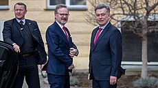 Premiér Petr Fiala navštívil ministra spravedlnosti Pavla Blažka. (30. ledna...