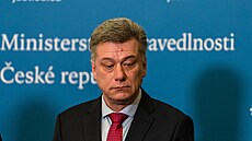 Ministr spravedlnosti Pavel Blažek (ODS) na tiskové konferenci po bilanční...