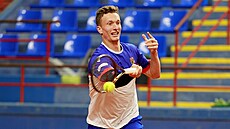 Jiří Lehečka během tréninku na zápasy Davis Cupu v Portugalsku