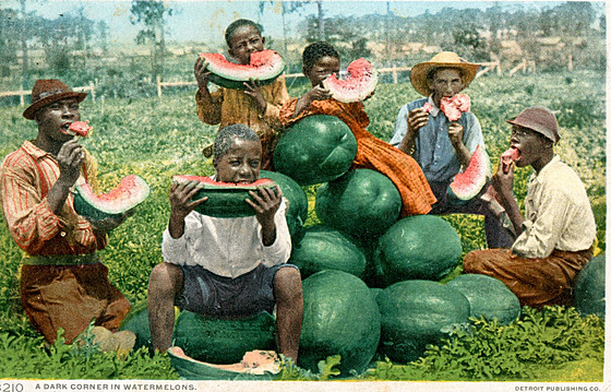 Afroameriané pojídají meloun. Ten se stal symbolem jejich svobody.