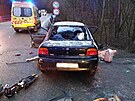 Vn dopravn nehoda osobnho auta a multikry u ebrova na Blanensku.