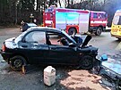 Vn dopravn nehoda osobnho auta a multikry u ebrova na Blanensku.