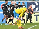 Fotbalisté Baníku Ostrava slaví gól v Teplicích.