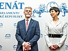 Zvolený prezident Petr Pavel s pedsedkyní Snmovny Markétou Pekarovou Adamovou...