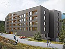 Vizualizace apartmnovho domu, u kterho jsou byty ureny k prodeji. Podobou...