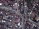 Satelitní snímky zniených budov v tureckém Nurdagi (7. února 2023)
