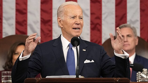 Americk prezident Joe Biden pednesl poselstv o stavu unie. (8. nora 2023)