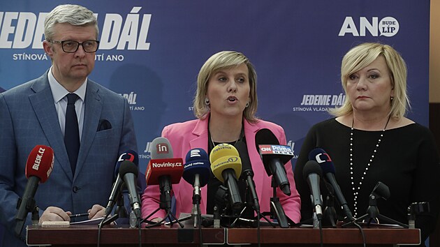 Místopředsedkyně Sněmovny Jana Mračková Vildumetzová (ANO) vystoupila na tiskové konferenci. (9. února 2022)