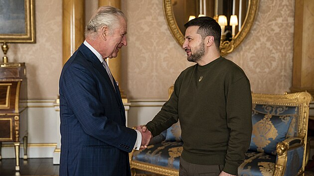 Britský král Karel III. a ukrajinský prezident Zelenskyj (8. února 2023)