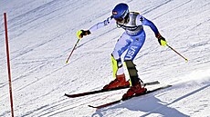 ZAVÁHÁNÍ. Mikaela Shiffrinová chybuje pi kombinaním slalomu na mistrovství...