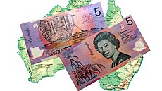 Na ptidolarové australské bankovce je zatím nedávno zemelá královna Albta...