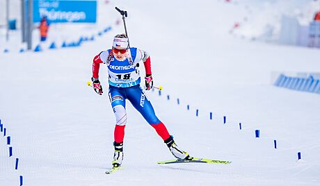 eská biatlonistka Tereza Voborníková na trati sprintu na MS v Oberhofu.