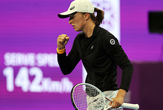 Polská tenistka Iga wiateková na turnaji v Dauhá