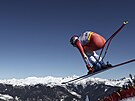 Marco Odermatt bhem sjezdu na MS v alpském lyování 2023.