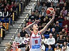 �eská basketbalistka Eli�ka Hamzová zakon�uje v zápase s Nizozemskem v...