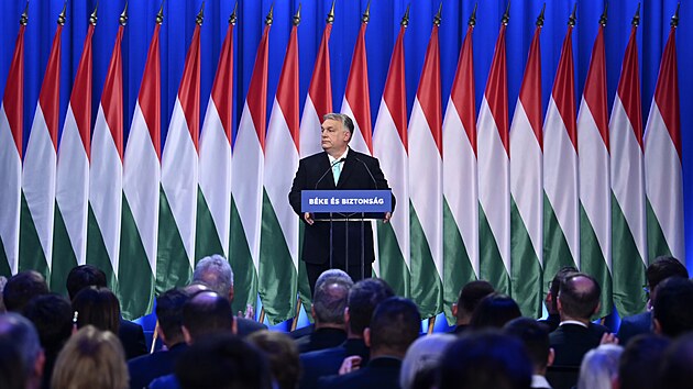 Ma�arsk� premi�r Viktor Orb�n p�i ka�doro�n�m projevu o stavu zem� (18. �nora 2023)