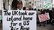 Protest pvodních obyvatel agoských ostrov v Londýn (5. února 2017)