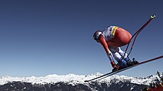 Marco Odermatt bhem sjezdu na MS v alpském lyování 2023.