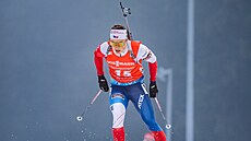 Jakub �tvrtecký b�hem stíhacího závodu na mistrovství sv�ta v Oberhofu.