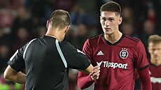 Spar�anský úto�ník Tomá� �van�ara inkasuje v utkání proti Hradci Králové od...