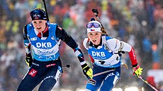 Markéta Davidová na trati hromadného závodu na mistrovství svta v Oberhofu