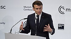 Francouzský prezident Emmanuel Macron na  Mnichovské bezpenostní konferenci...