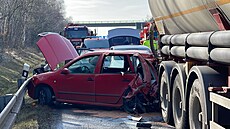 D5 p�ed Rudnou p�ed polednem zablokovala nehoda. (16. února 2023)