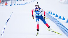 Markéta Davidová během sprintu na MS v Oberhofu.