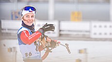 Tereza Vinklárková bhem sprintu na MS v Oberhofu.