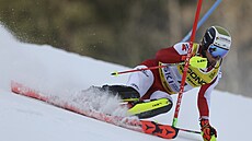 Rakuan Manuel Feller bhem slalomu na mistrovství svta.