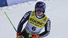 Nor Henrik Kristoffersen bhem prvního kola slalomu na MS.