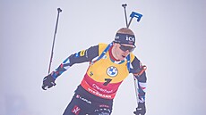 Norský biatlonista Johannes Bö pi sprintu na mistrovství svta v Oberhofu.