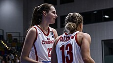 eské basketbalistky Emma echová (vlevo) a Petra Holeínská