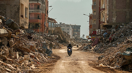 Zniené budovy v Samandagu, jiní Turecko (22. února 2023)