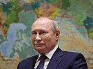 Ruský prezident Vladimir Putin pi vystoupení v televizi Russia-1 v ervnu 2022.
